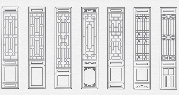 射阳常用中式仿古花窗图案隔断设计图